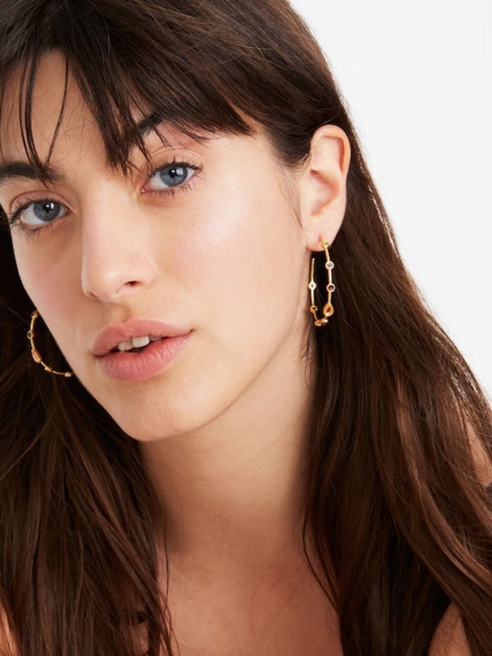 Madewell Festive Enamel Inlay Gold Station Hoops Cottagecore Boho